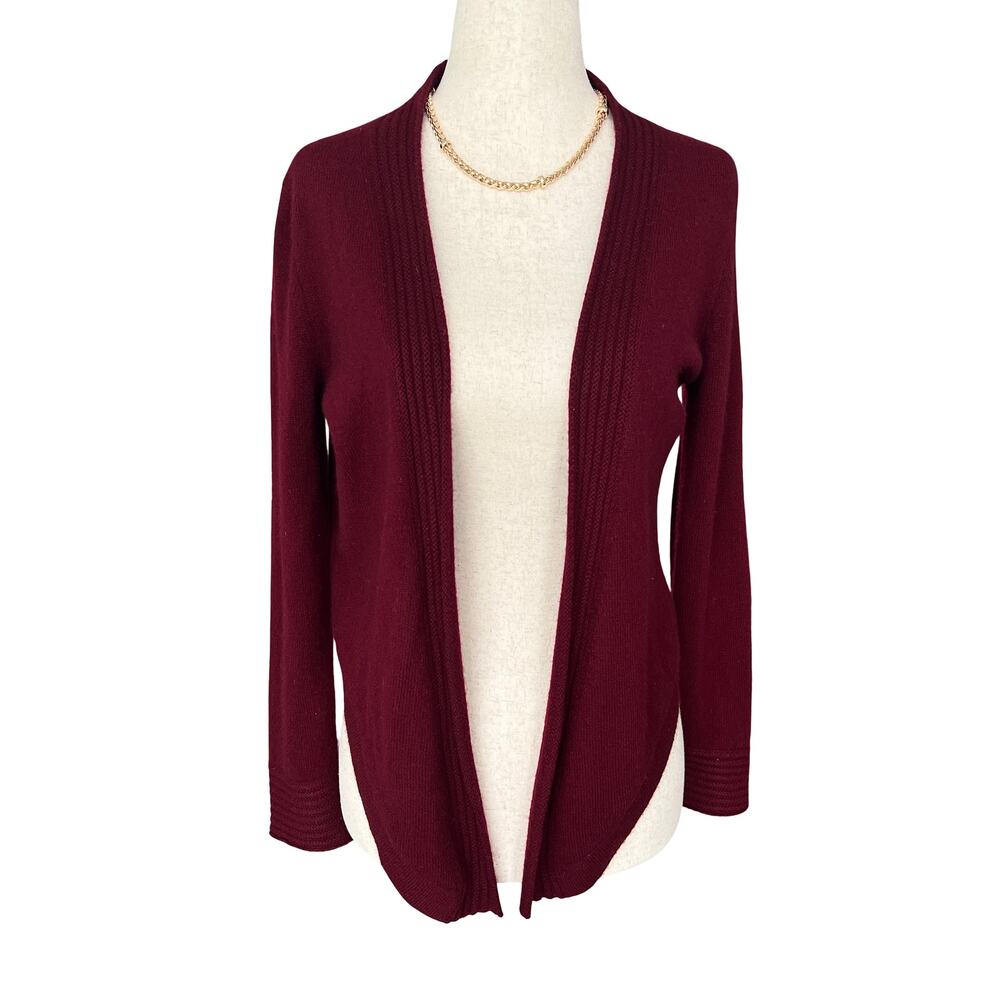 Charter Club 100% Cashmere Cardigan Small Red Burgundy Knit Luxury Sweater